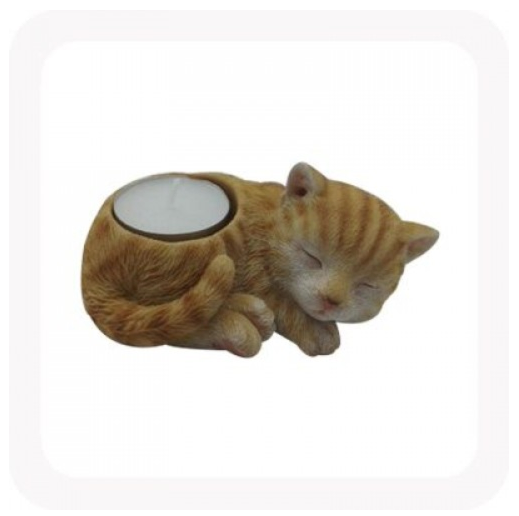GINGER CAT TEA LIGHT CANDLE HOLDER SET OF 2 Animal Affair