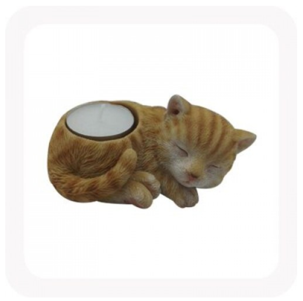 GINGER CAT TEA LIGHT CANDLE HOLDER (SET OF 2)