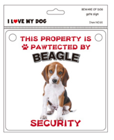 BEWARE OF DOG GATE SIGN: BEAGLE