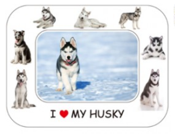 I LOVE MY DOG PHOTO FRAME MAGNET: HUSKY