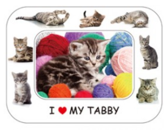 I LOVE MY CAT PHOTO FRAME MAGNET: TABBY