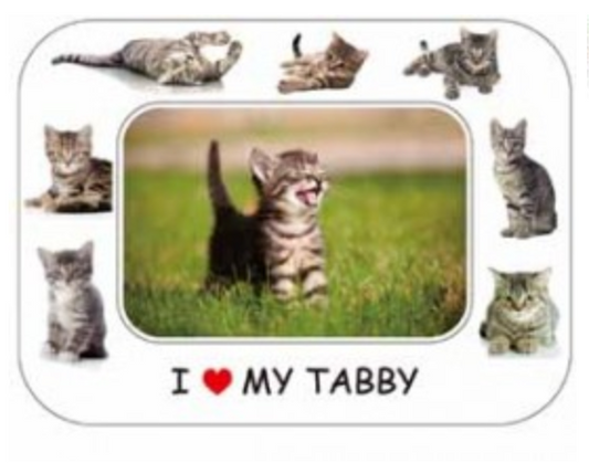 I LOVE MY CAT PHOTO FRAME MAGNET: TABBY