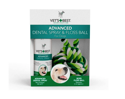 Vets Best Dental Spray & Floss Rope Ball Kit