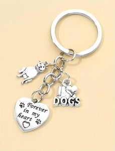 Staffy Forever In My Heart Silver Keyring