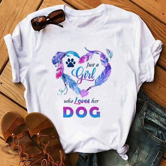 JUST A GIRL WHO LOVES HER DOG T-SHIRT