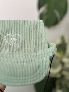 GREEN CORDUROY DOG HAT