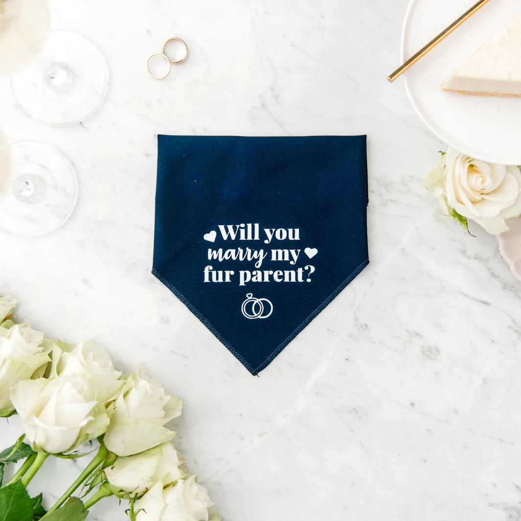 WILL YOU MARRY MY FUR PARENT? NAVY BANDANA