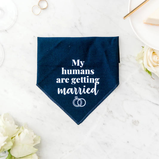 MY HUMANS ARE GETTING MARRIED NAVY BANDANA